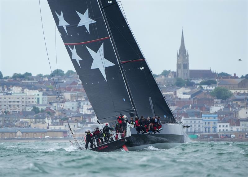 Line Honours Winner Tschuss2 off Ryde, Isle of Wight during the 2023 Round the Island Race photo copyright Ian Roman / www.ianroman.com taken at Island Sailing Club, Cowes and featuring the Volvo 70 class