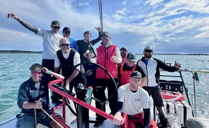 Tschuss 2 Crew after the RORC Cowes – Dinard – St Malo Race photo copyright Al Fraser / Tschuss 2 taken at Royal Ocean Racing Club and featuring the Volvo 70 class