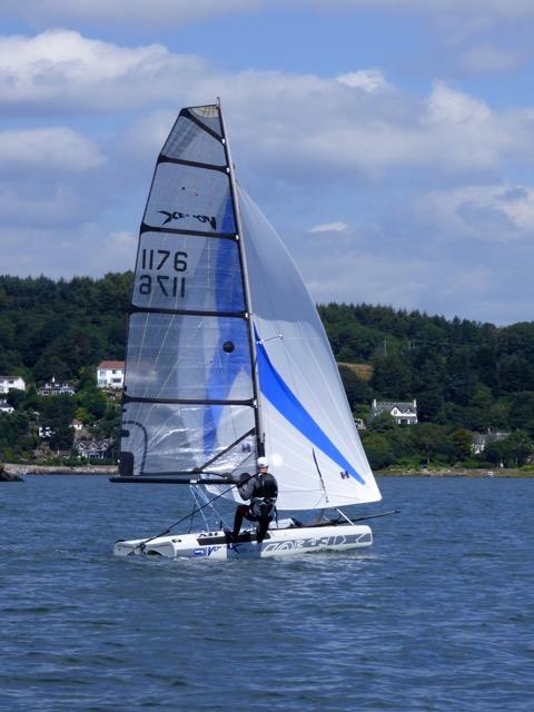 Finn Mitchell in his high performance Vortex on his way to second in the fast handicap fleet at Solway Yacht Club Cadet Week photo copyright Ian Purkis taken at Solway Yacht Club and featuring the Vortex class