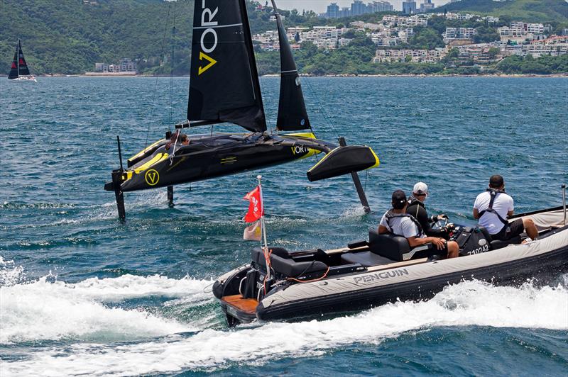Vortex Pod Racer in Hong Kong:  ...and he's flying photo copyright Guy Nowell taken at  and featuring the Vortex class