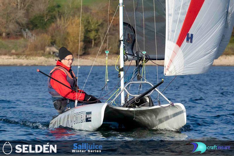 Jonathan Carter's Vortex currently tops the Fast Asymmetric category in the Seldén SailJuice Winter Series photo copyright Tim Olin / www.olinphoto.co.uk taken at Rutland Sailing Club and featuring the Vortex class