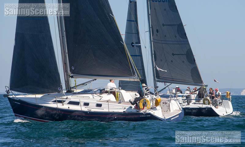 Destiny and Blue Jay during the PYRA Poole - Cowes - Poole Races photo copyright David Harding / www.sailingscenes.com taken at Poole Yacht Racing Association and featuring the VPRS class