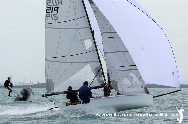 SuperVax sending it through the carnage on day 2 of the Australian VX One Midwinter Championship - photo © Nic Douglass / www.AdventuresofaSailorGirl.com