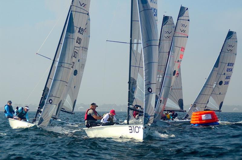 Paul Murphy's Old Man's 5-0-5 #310 leads a bevy of VX One's around the weather mark in the VX One Winter Series #1 in Pensacola. - photo © Talbot Wilson