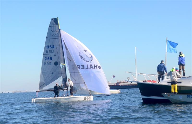 After taking a knockdown on the final gybe of the final race the VX One Midwinters 'Counterproductive' skipper Chris Alexander and crew Madeline Gill and Ricky Welch recovered and took 3rd place to hold on to 1st place in the regatta and win Midwinters - photo © Talbot Wilson