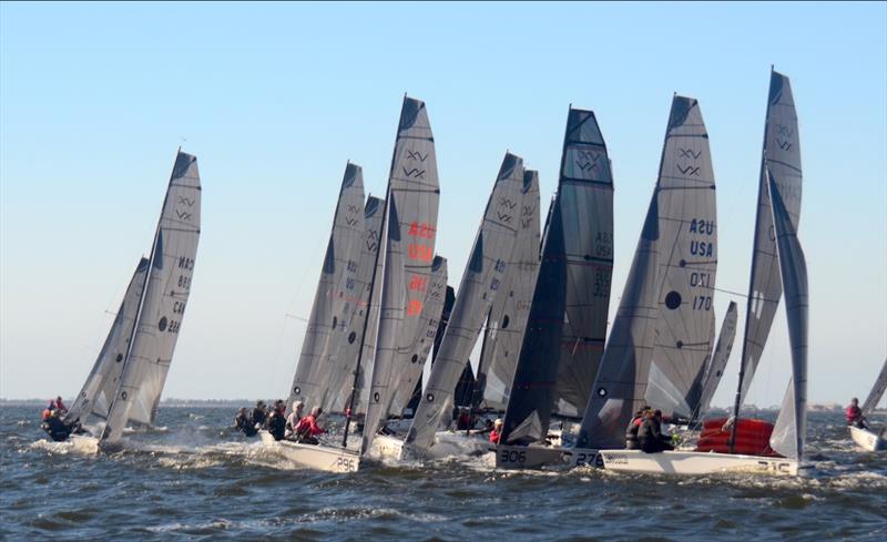 Another traffic jam at the windward mark. Lots of close up and downwind rounding action in the 2022 VX One Winter Series in Pensacola FL photo copyright Talbot Wilson taken at Pensacola Yacht Club and featuring the VX One class