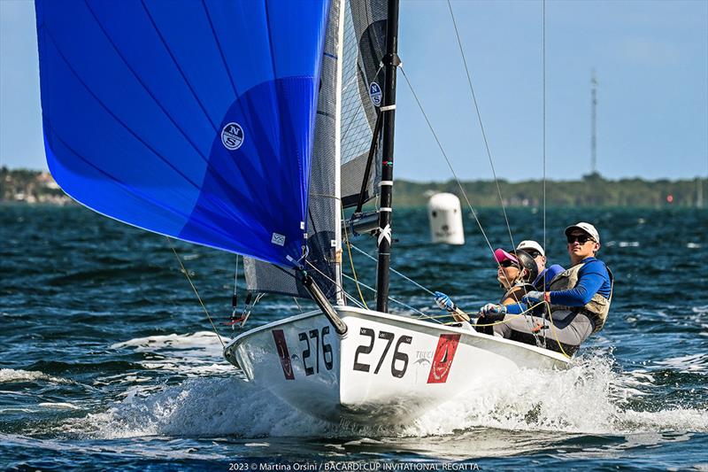 Christopher Alexander/Grace Howie/Ricky Welch control the VX One fleet - 2023 Bacardi Cup Invitational Regatta photo copyright Martina Orsini taken at Coconut Grove Sailing Club and featuring the VX One class