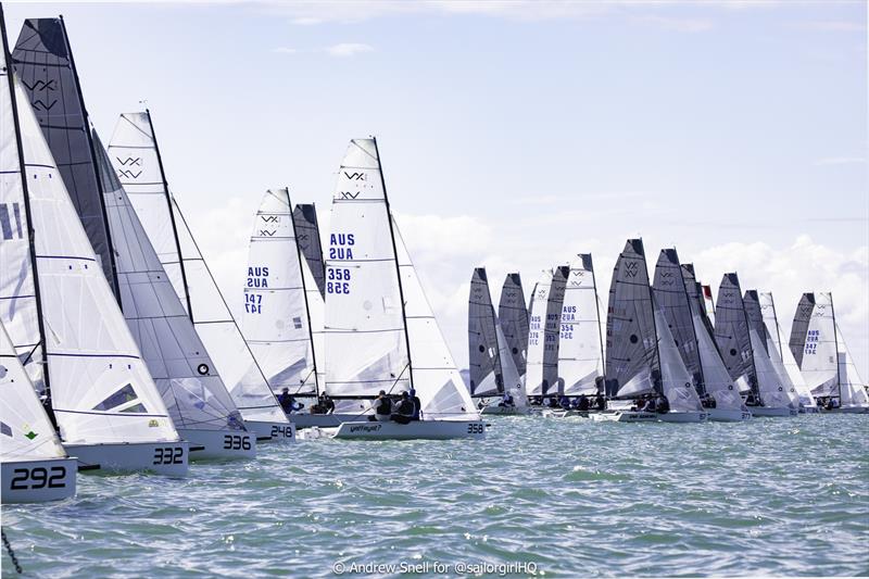 30 VX Ones make for an awesome sight on the start line during the VX One Australian Nationals at the Royal Queensland Yacht Squadron - photo © Sunset Media / @sailorgirlhq