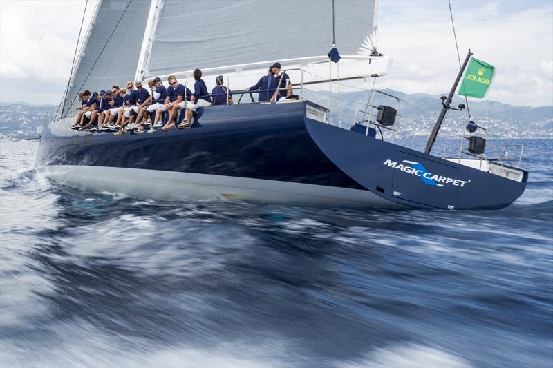 Magic Carpet Cubed takes line honours in Giraglia Rolex Cup offshore race photo copyright Carlo Borlenghi taken at Société Nautique de Saint-Tropez and featuring the Wally class