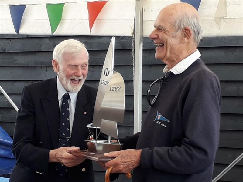 Gavin Barr presented the Gavin Barr trophy to Larry Lamb, president of Whitstable Yacht Club during the Whitstable Wanderer Open photo copyright Phillip Meadowcroft taken at Whitstable Yacht Club and featuring the Wanderer class