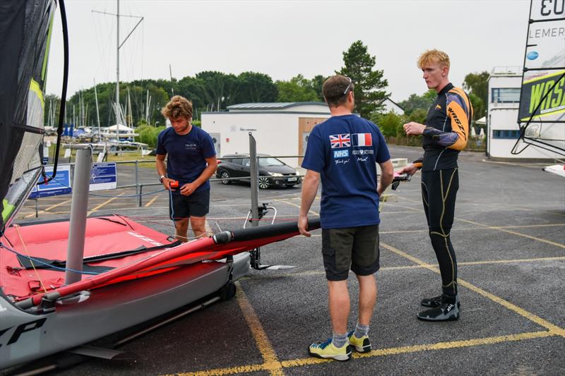 The Foil for Life Challenge by Lemer Pax sets off from Lymington photo copyright James Tomlinson taken at Royal Lymington Yacht Club and featuring the WASZP class