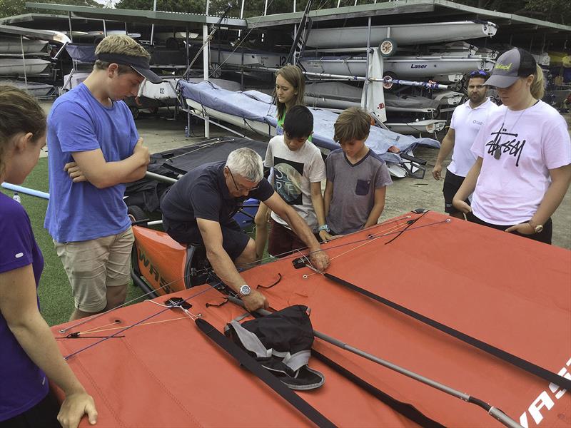 Learning form the Master (A-Mac) at the Harken Kidz Trials as part of Foiling Week photo copyright Grant Pellew taken at  and featuring the WASZP class