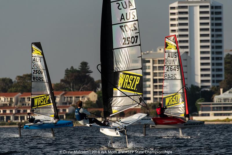 Waszp racing at the 2018 WA Waszp States photo copyright Drew Malcolm taken at Sandringham Yacht Club and featuring the WASZP class