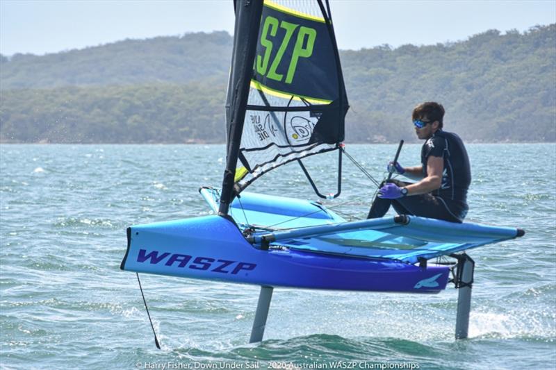 New Zealander Sam Street finished second overall in the regatta - 2020 Australian WASZP Championships photo copyright Harry Fisher taken at Port Stephens Sailing and Aquatic Club and featuring the WASZP class