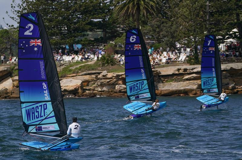 (Stella Bilger (NZL) centre - Day 1 -  Sydney SailGP Inspire , Event 1 Season 2 in Sydney Harbour, Sydney, Australia. 28 February  photo copyright Sam Greenfield/SailGP taken at Royal Sydney Yacht Squadron and featuring the WASZP class