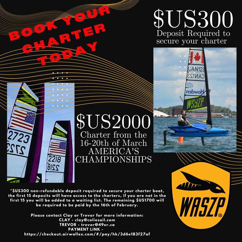 Brand NEW Charter Boats are available for America's Championships in March 2022 to the first 15 sailors who place deposits! photo copyright WASZP Class taken at Richmond Yacht Club, California and featuring the WASZP class