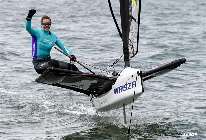 Hattie - Finish line of the SailGP Inspire WASZP final race photo copyright Ricardo Pinto for SailGP taken at  and featuring the WASZP class