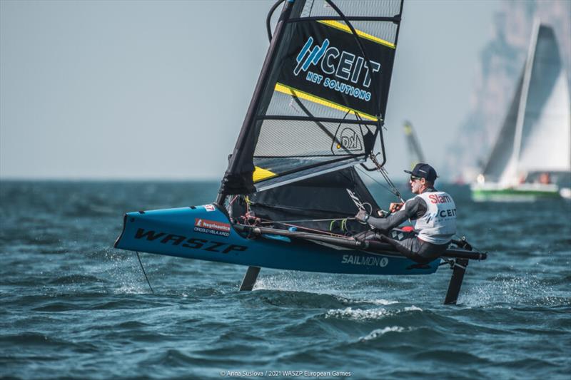 Francesco Bertone will be pushing for the WASZP 2022 double crown of the Euros and International Games photo copyright Anna Suslova taken at Fraglia Vela Malcesine and featuring the WASZP class