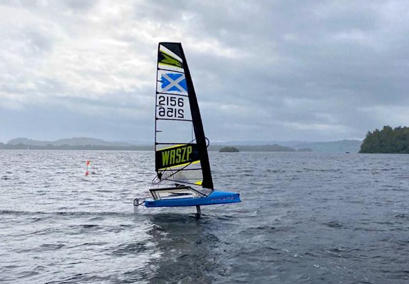 Flying Scottish Saltire during the WASZP Scottish Championship at Loch Lomond photo copyright Duncan & Emma Hepplewhite taken at Loch Lomond Sailing Club and featuring the WASZP class