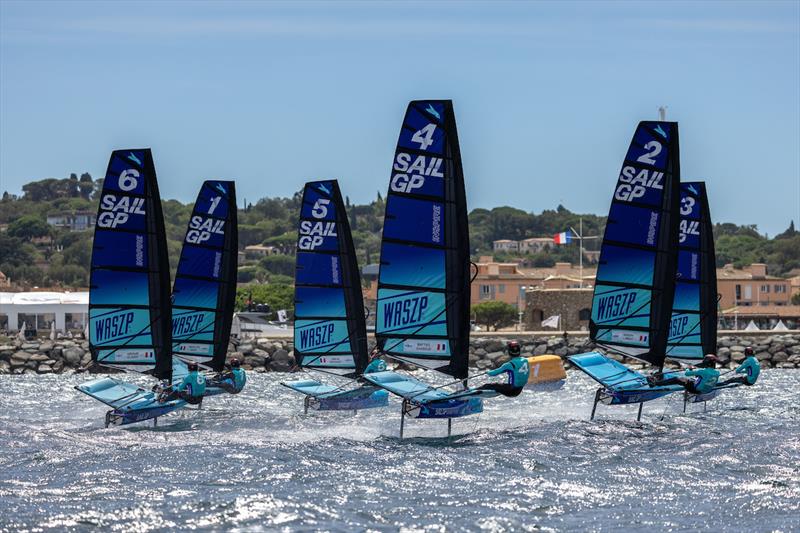 Young sailors take part in the Inspire Racing x WASZP program on Race Day 1 of the Range Rover France Sail Grand Prix photo copyright Felix Diemer for SailGP taken at  and featuring the WASZP class