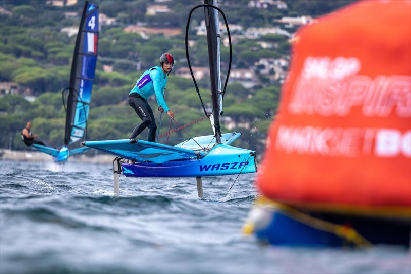 Young sailors take part in the Inspire Racing x WASZP program on Race Day 1 of the Range Rover France Sail Grand Prix photo copyright Felix Diemer for SailGP taken at  and featuring the WASZP class