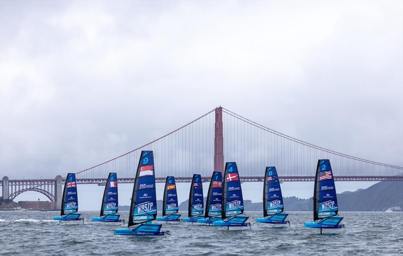 Young sailors take part in the Inspire Racing x WASZP program infant of the Golden Gate Bridge on Race Day 1 of the Mubadala SailGP Season 3 Grand Final in San Francisco, USA - photo © Felix Diemer for SailGP