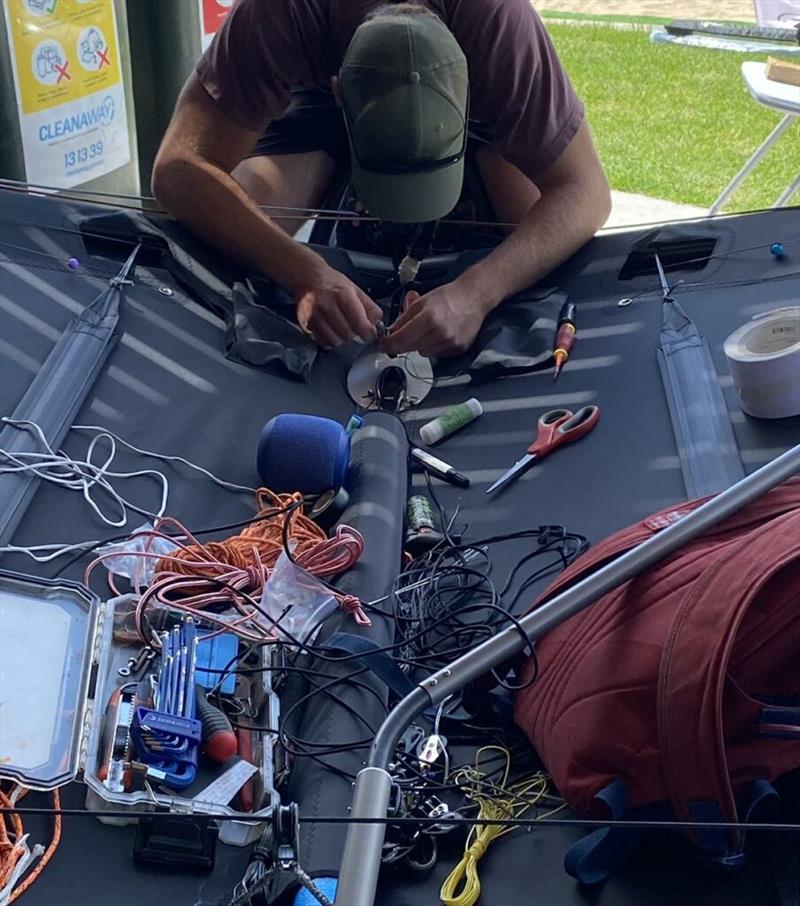 Sam Street hard at work on his new WASZP photo copyright Marc Ablett taken at Sorrento Sailing Couta Boat Club and featuring the WASZP class