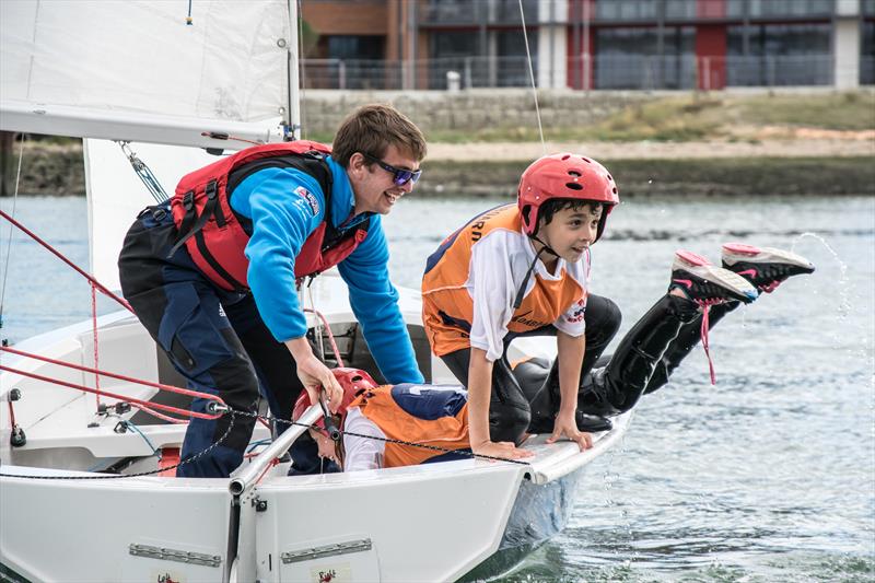 Newlands Primary School students and Olympic medallists at Southampton Water Sports Activity Centre photo copyright SWAC taken at Southampton Water Activities Centre and featuring the Wayfarer class