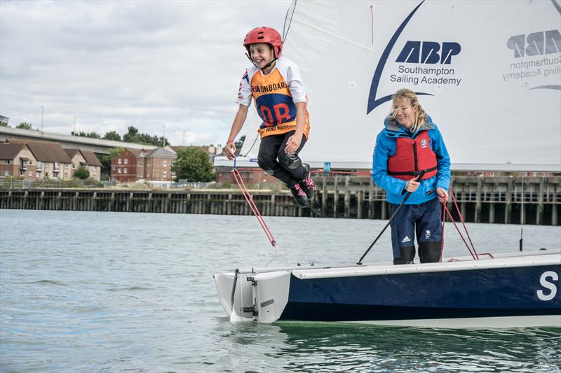 Newlands Primary School students and Olympic medallists at Southampton Water Sports Activity Centre - photo © SWAC