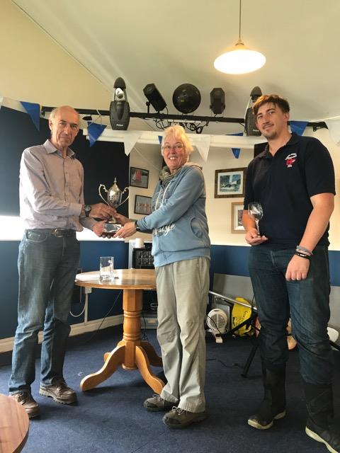 Andrew Wilson (l) and Tom Wilson receive the Swarkestone SC Wayfarer Trophy photo copyright Tim Hand taken at Swarkestone Sailing Club and featuring the Wayfarer class