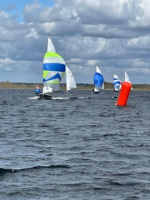 Tim & Jacqueline Townsend lead the pack towards the gybe mark during the Wayfarer Inlands at Datchet Water photo copyright Anthony Read taken at Datchet Water Sailing Club and featuring the Wayfarer class