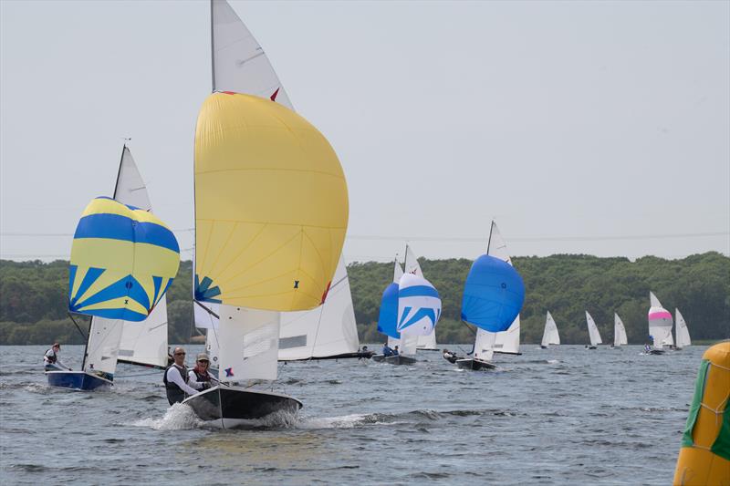 McNamara & Townsend lead Nick & Matty Evans to the gybe mark during the Wayfarer Nationals at Grafham Water photo copyright Paul Sanwell / OPP taken at Grafham Water Sailing Club and featuring the Wayfarer class
