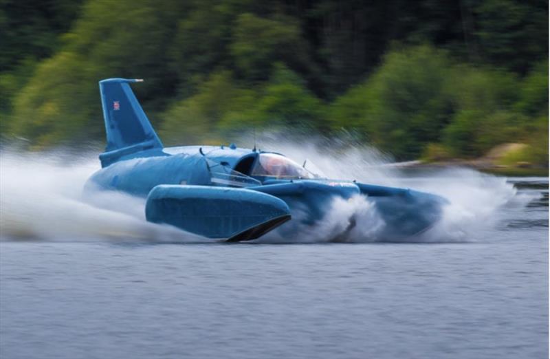 Longbow's build team assisted with the recovery and restoration of Donald Campbell's Bluebird K, seen here running at speed in Scotland - photo © West System International