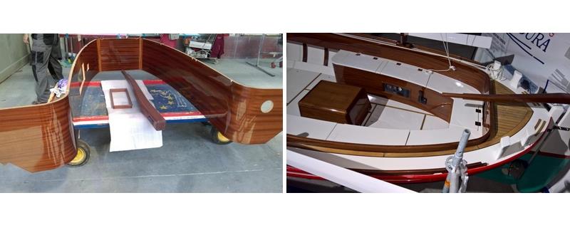 The coaming has been made as a vacuum-infused laminate over plywood and the engine control panel and tiller bar made from solid timber - photo © Wessex Resins & Adhesives