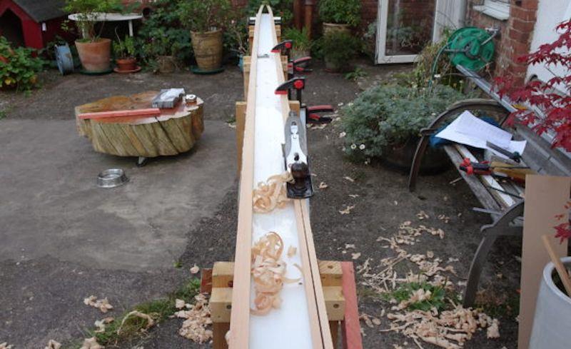 Building a Stornoway 16 wooden dinghy using West System epoxy resin - photo © Steve Goodchild