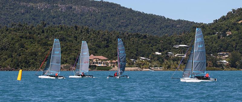 Wetas mark rounding in extremely light air - Airlie Beach Race Week photo copyright Shirley Wodson taken at Whitsunday Sailing Club and featuring the Weta class