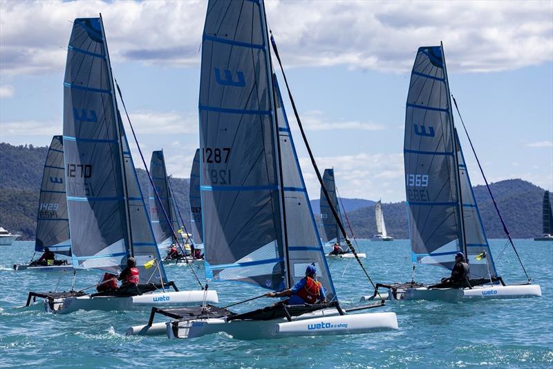 A record fleet of Wetas took part last year - Airlie Beach Race Week photo copyright Andrea Francolini taken at Whitsunday Sailing Club and featuring the Weta class