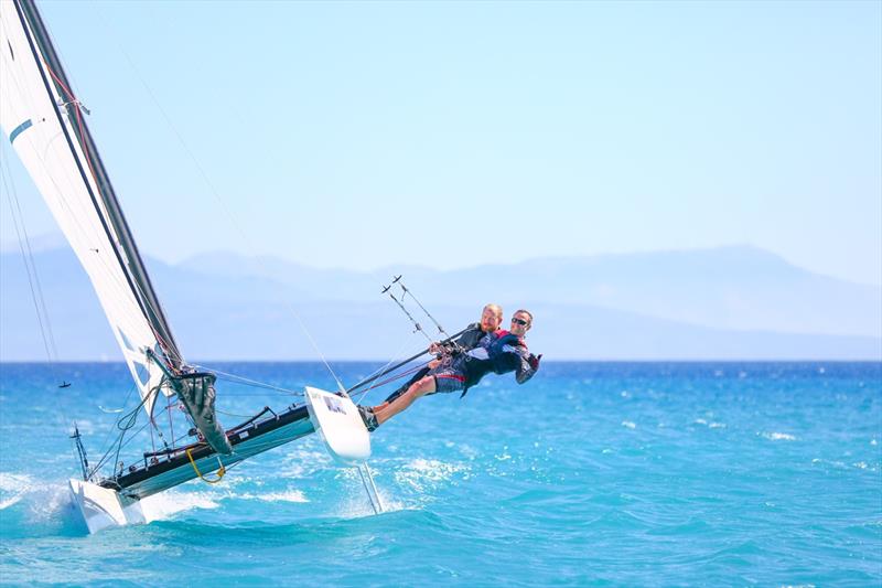Joe sailing the Hobie Tiger at Vassiliki photo copyright Georgina Craig Harvey taken at  and featuring the  class
