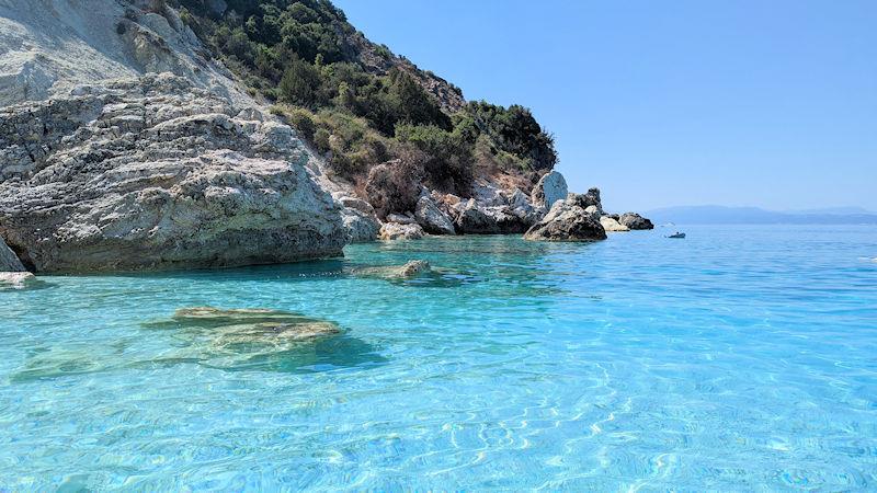 Agiofili beach - perfect for swimming, snorkelling and seeing the marine life photo copyright Mark Jardine taken at  and featuring the  class