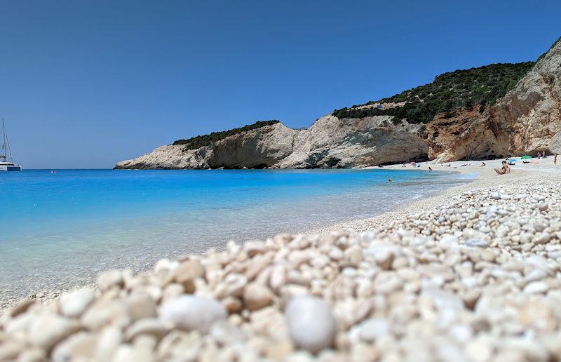 Round pebbles and azure seas at Porto Katsiki Beach - photo © Mark Jardine