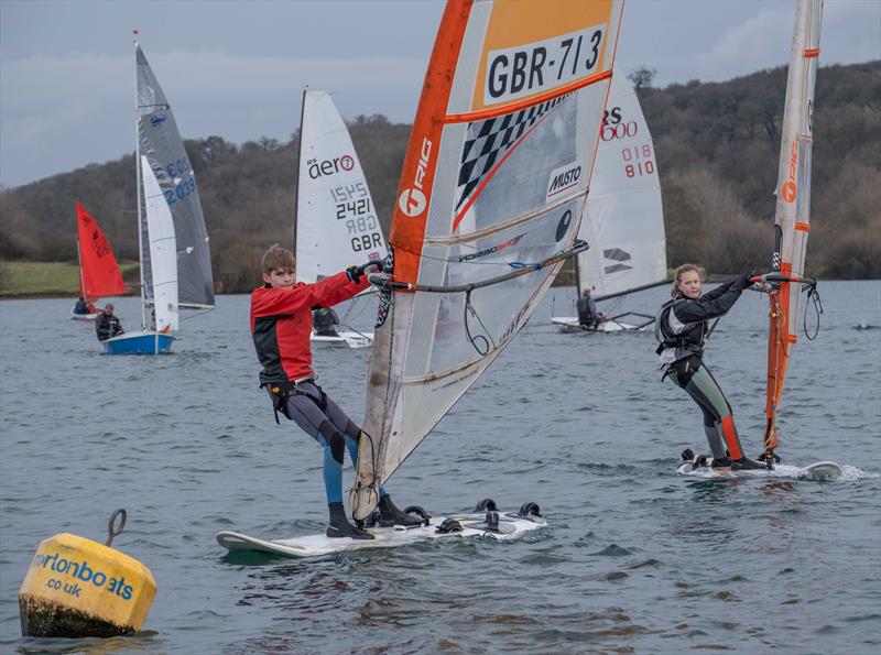 Windsurfer start during the Notts County Cooler 2019 photo copyright David Eberlin taken at Notts County Sailing Club and featuring the Windsurfing class