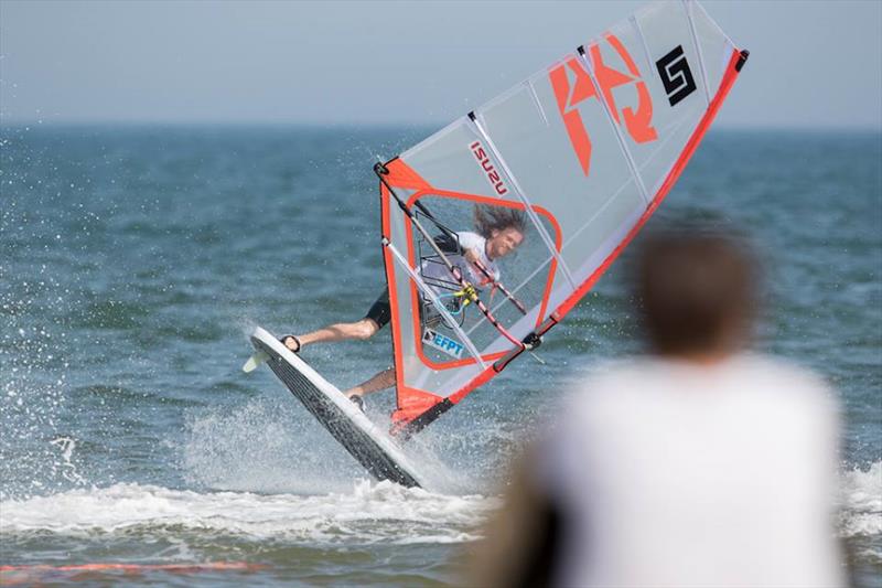 Adam Sims wins the tow-in at Mondial du Vent 2018 photo copyright Pierre Bouras taken at  and featuring the Windsurfing class