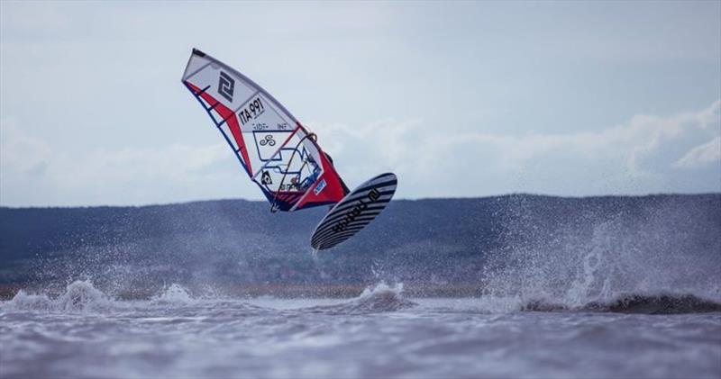 Mattia Fabrizi with his high scoring move photo copyright Martin Reiter taken at  and featuring the Windsurfing class
