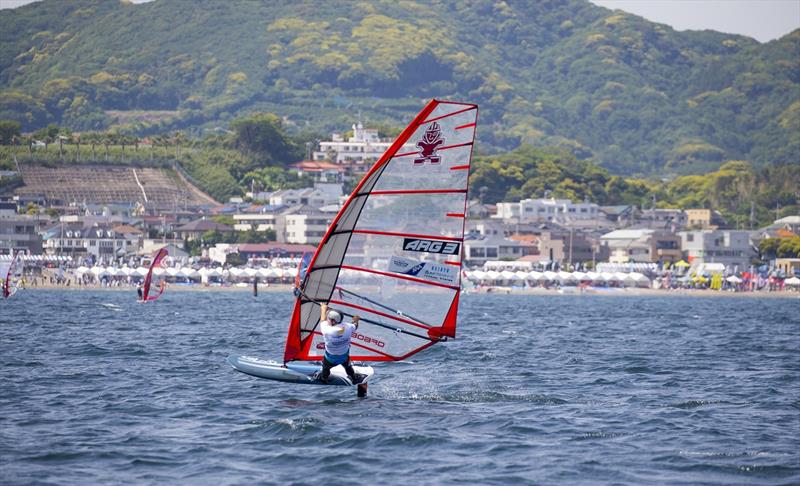 2018 ANA Yokosuka PWA World Cup: Gonzalo Costa Hoevel out on his own photo copyright Carter taken at  and featuring the Windsurfing class