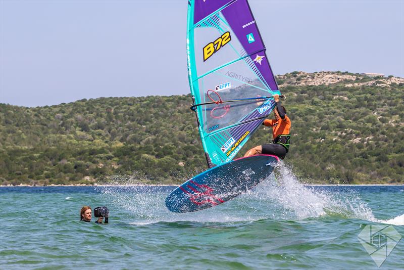 Steven in front of Adams lens - EFPT Sardinia - Day 5 photo copyright Emanuela Cauli taken at  and featuring the Windsurfing class