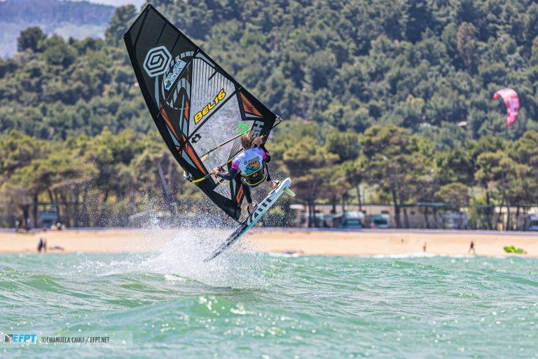 Yentel Caers defending his first place overall - EFPT Spiaggia Lunga Village 2019 photo copyright Emanuela Cauli taken at  and featuring the Windsurfing class