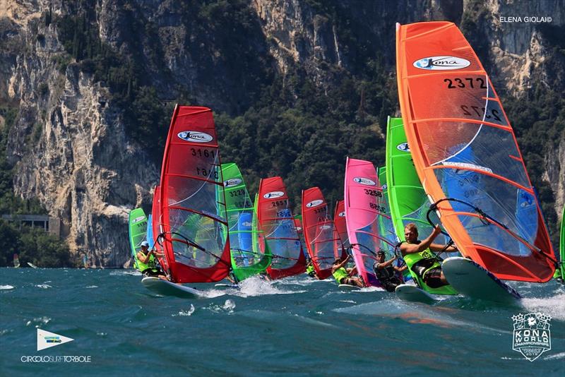 Kona fleet - 2019 Kona World Championships at Lake Garda photo copyright Elena Giolai taken at Circolo Surf Torbole and featuring the Windsurfing class