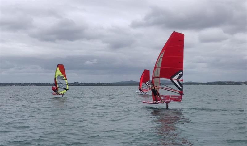 Windfoil training on Moreton Bay in light winds - photo © Ash Brunning