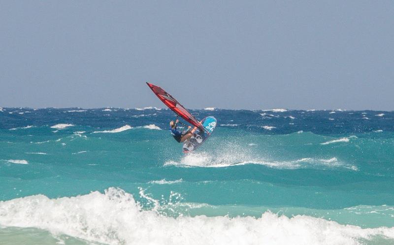 Hanna Poschinger taming the crazy conditions at Theologos - 2021 EFPT Theologos, day 3 photo copyright PROtography Official taken at  and featuring the Windsurfing class