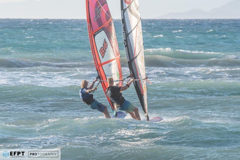 The finalists wishing each other good luck before their heat - 2021 EFPT Theologos photo copyright PROtography Official taken at  and featuring the Windsurfing class